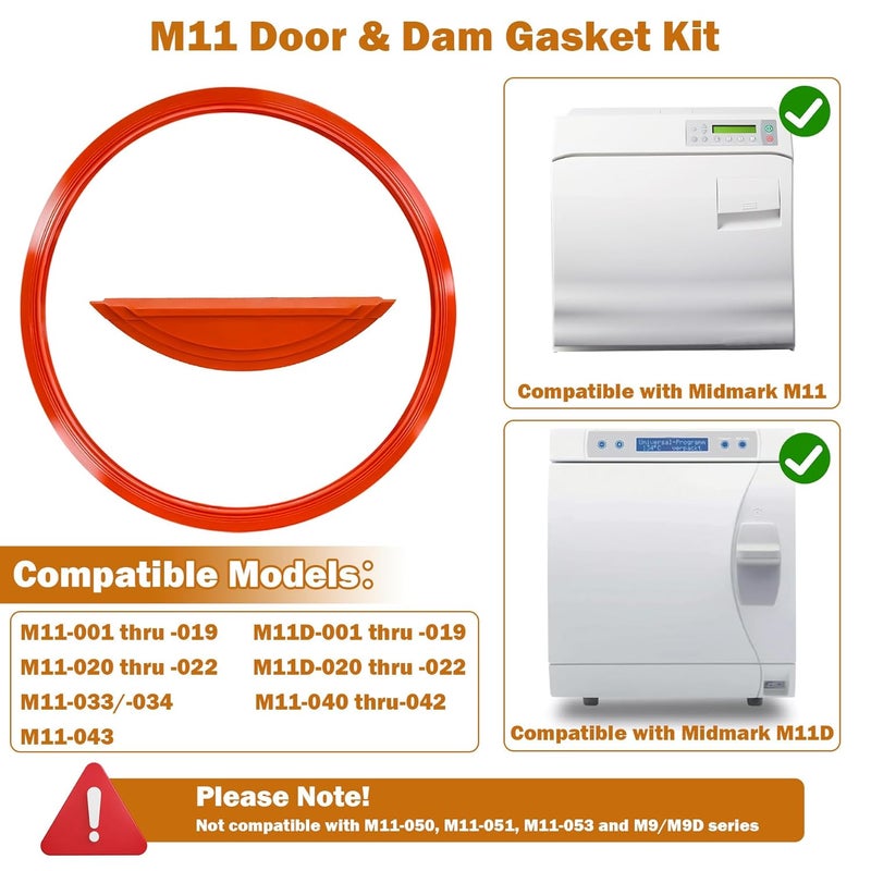 superbobi M11 Door Gasket Kit Compatible with Midmark M11 M11D, Door Gasket (#053-0527-00) and Dam Gasket (#002-0504-00), No Metal Ring - Image 3